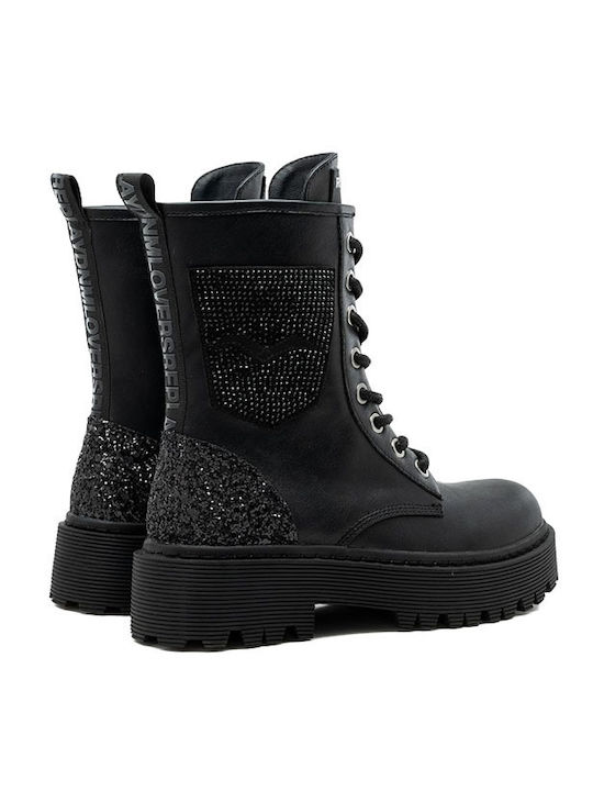 Replay Kids Military Boots with Lace Black