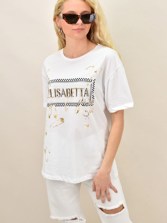 Damen-T-Shirt mit Aufdruck ELISABETTA Weiß 14968