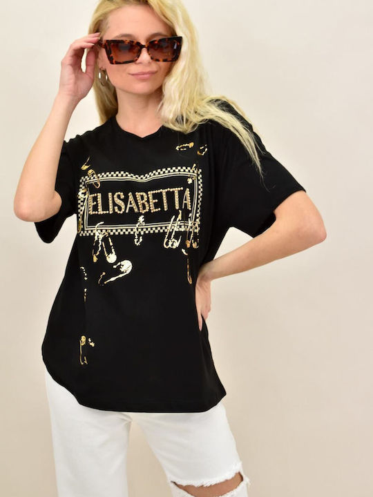 Women's T-shirt with print ELISABETTA Black 14969