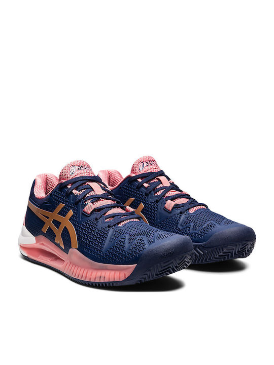 ASICS Gel-Resolution 8 Γυναικεία Παπούτσια Τένις για Χωμάτινα Γήπεδα Peacoat / Rose Gold