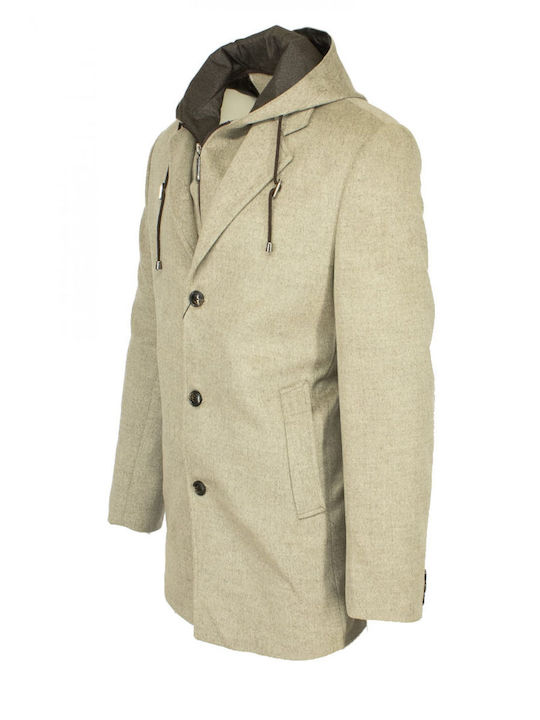 MASSIMO VENEZIANI ΑΝΔΡΙΚΟ ΗΜΙΠΑΛΤΟ ΜΕ ΜΟΣΤΡΑ ΜΠΕΖ 00620 TRIP OVERCOAT-BEIGE