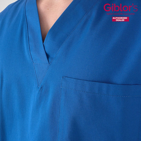Giblor's Jason Unisex Blue Cotton Medical Blouse