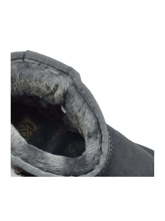 Suede Women's Ankle Boots with Fur Gray