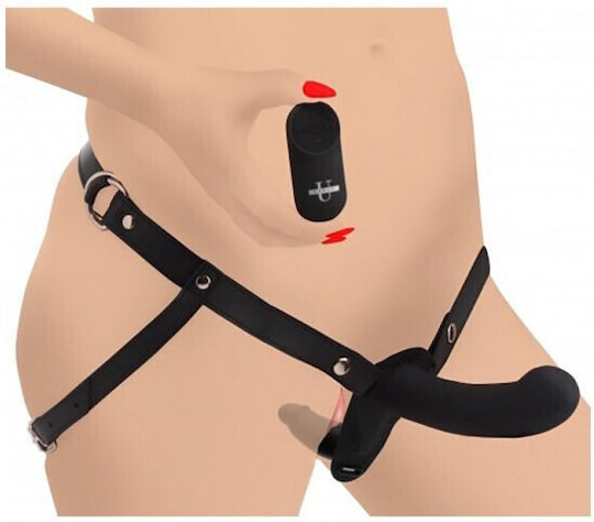 Strap U 28X Double Diva Gurtzeug mit Doppelter Dildo und Vibration in Schwarz Farbe