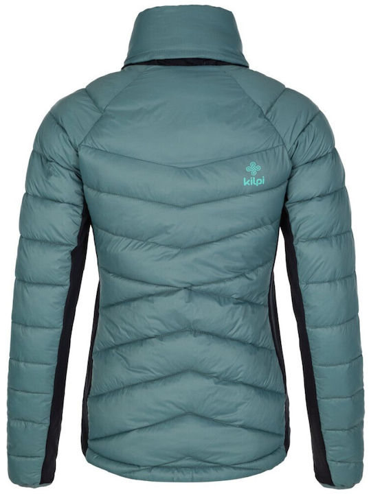 Kilpi Actis Women's Short Puffer Jacket Waterproof and Windproof for Winter with Hood Green