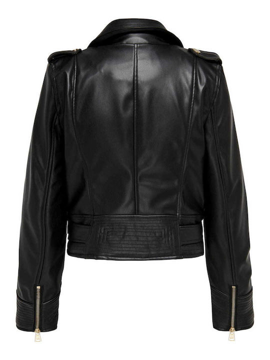 Δερμάτινο Γυναικείο Biker Jacket Μαύρο