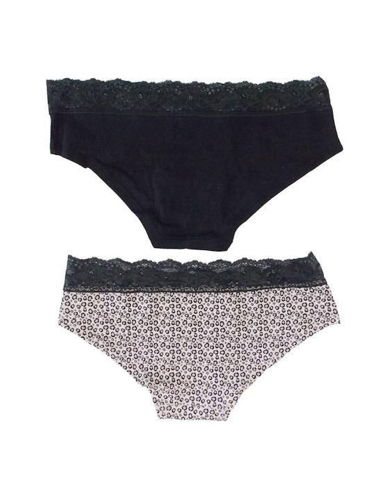 Cotonella Women's Hipster 2 Pieces Black-Animal Print