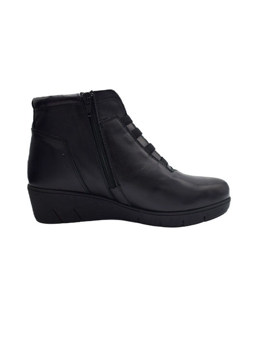 Fiore Collection Leather Women's Ankle Boots Platform Black