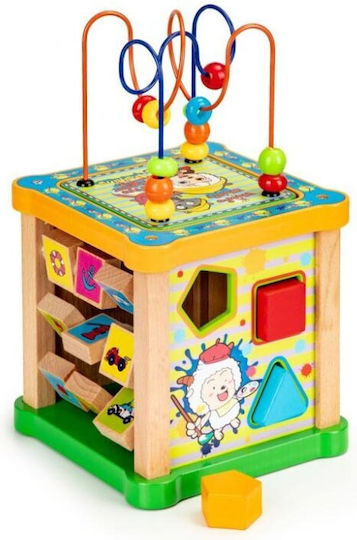 Ecotoys Shape Sorting Toy Educational Wooden Children's Cube and Board made of Wood for 36++ Months