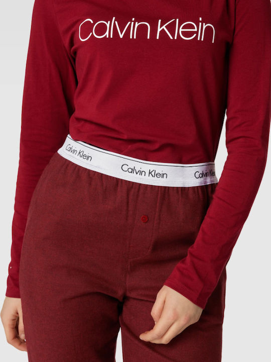 Calvin Klein Χειμερινό Γυναικείο Σετ Πιτζάμας Βαμβακερό Red Carpet