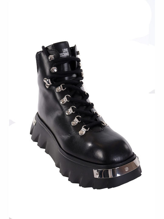 Moschino Leather Women's Ankle Boots Platform Black