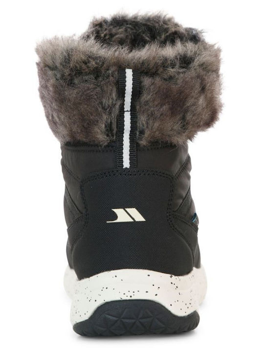Leather Women's Ankle Boots Platform & Fur Black