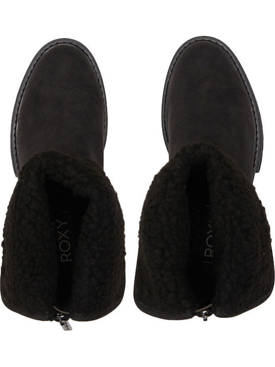 Autumn Suede Γυναικεία Μποτάκια Αστραγάλου με Γούνα Μαύρα