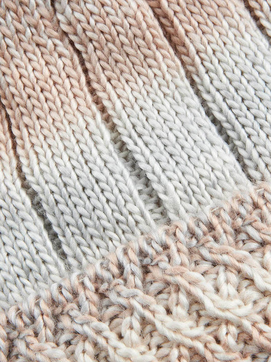 Verde Pom Pom Beanie Beanie with Rib Knit Multi Light Pink