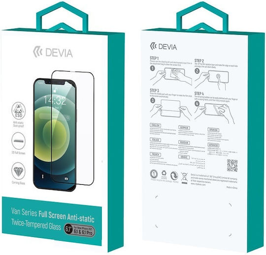 Devia Van Series Full Face Tempered Glass Black (iPhone 13 mini)