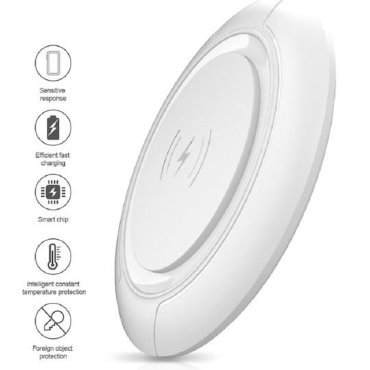 Devia Ασύρματος Φορτιστής (Qi Pad) 15W Quick Charge 2.0 Λευκός (EA242)