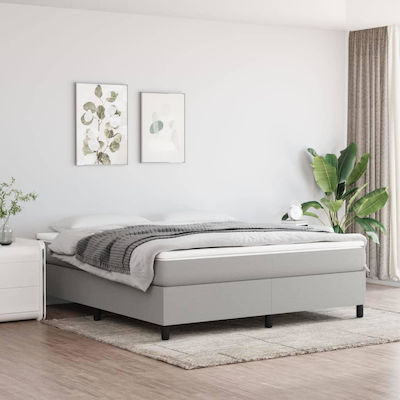 Bed Base King Size made of Wood Light Grey 180x200x35cm