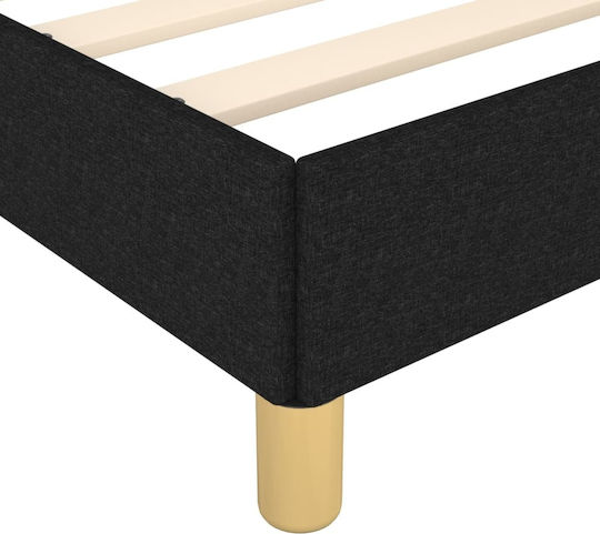 Double Bed Mattress Topper Upholstered with Fabric Black for Mattress 160x200cm
