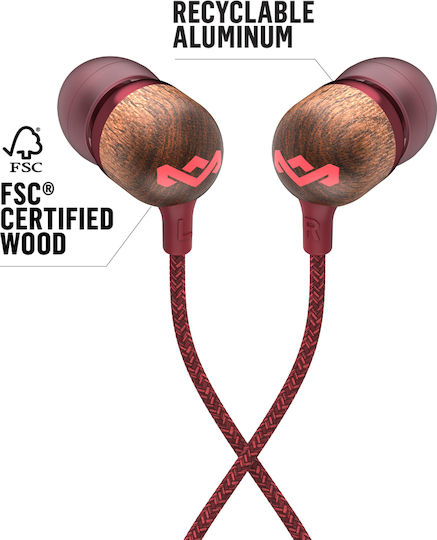 The House Of Marley Smile Jamaica Mic In-ear Handsfree with 3.5mm Connector Red