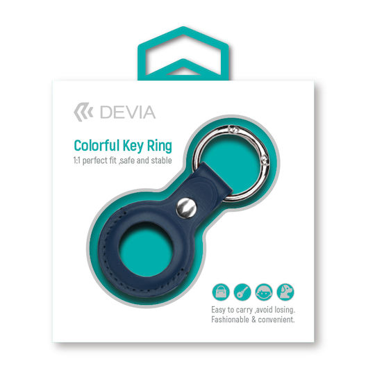Devia Key Ring Θήκη Μπρελόκ Δερματίνης για AirTag Baltic Blue