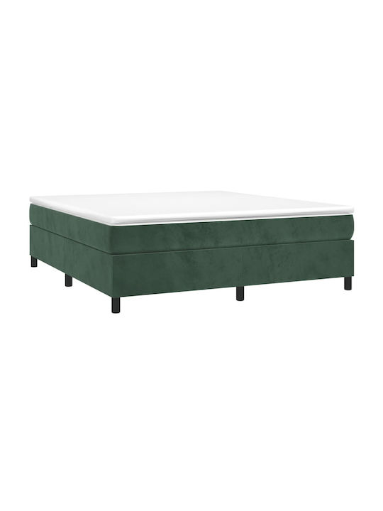 Double Bed Mattress Base Upholstered with Fabric Dark Green for Mattress 160x200cm