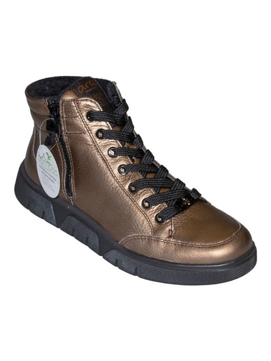 Damen Leder, anatomisch geformte Stiefelette Ara 12-24451-Bronze