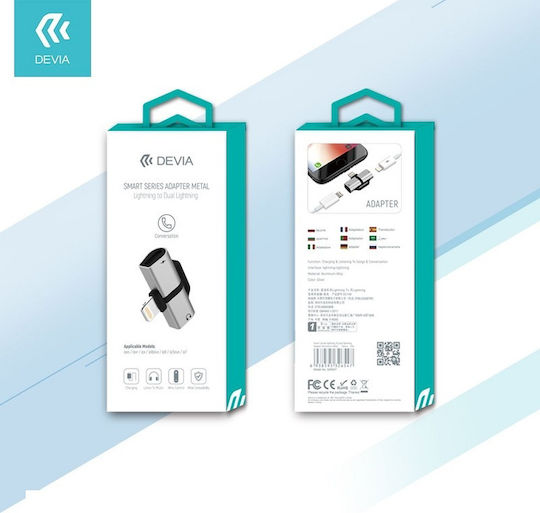 Devia Smart Конвертор Lightning мъжки към Lightning 2x женски Черен 1бр