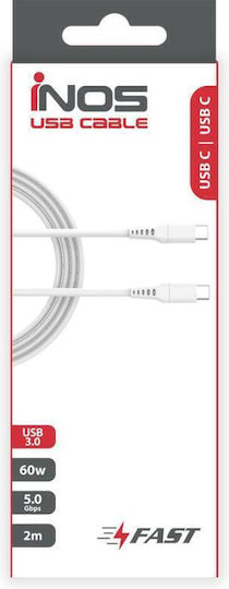 iNOS USB 3.0 Кабел USB-C Мъжки - USB-C 60W Бял 2м