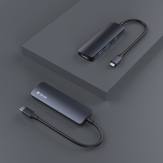 Devia USB-C Docking Station mit HDMI 4K PD Schwarz (DVAD-329449)