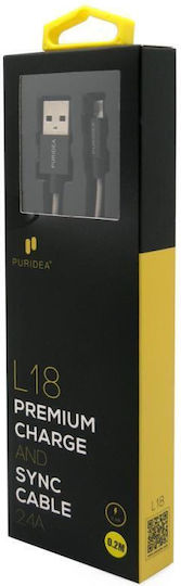 Puridea L18 Regulär USB 2.0 auf Micro-USB-Kabel Schwarz 0.2m 1Stück