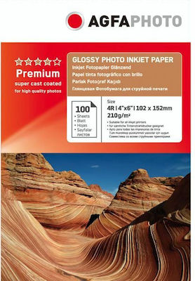 AgfaPhoto Fotopapier A6 (10x15) 210gr/m² für Drucker Tintenstrahl 100 Blätter