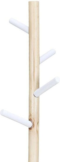 Cuiere de podea Lemn White / Natural cu 4 cârlige 40x40x130cm