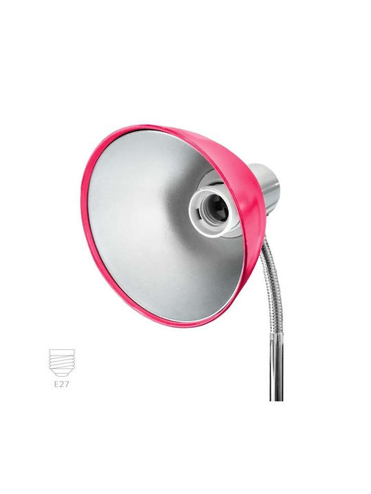 Office Lamp with Flexible Arm for Socket E27 in Pink Color