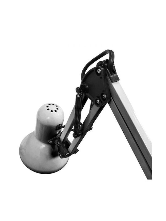 Fos me Office Lamp with Foldable Arm for Socket E27 in Silver Color