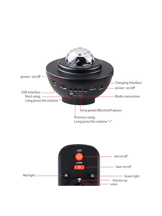 Music Player Usb Bluetooth Lustră Decorativă Lumină de petrecere Negru