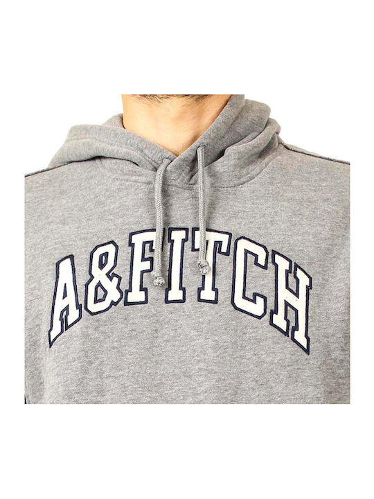 Abercrombie & Fitch Ανδρικό Φούτερ με Κουκούλα και Τσέπες Γκρι