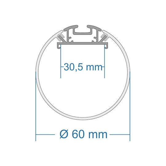 GloboStar Satz 30Stück Hängend Aluminiumprofil für LED-Streifen Rund mit Opal Abdeckung 300cm