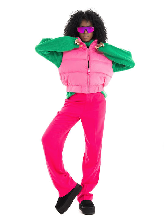 Only Women's Short Puffer Jacket for Spring or Autumn Pink