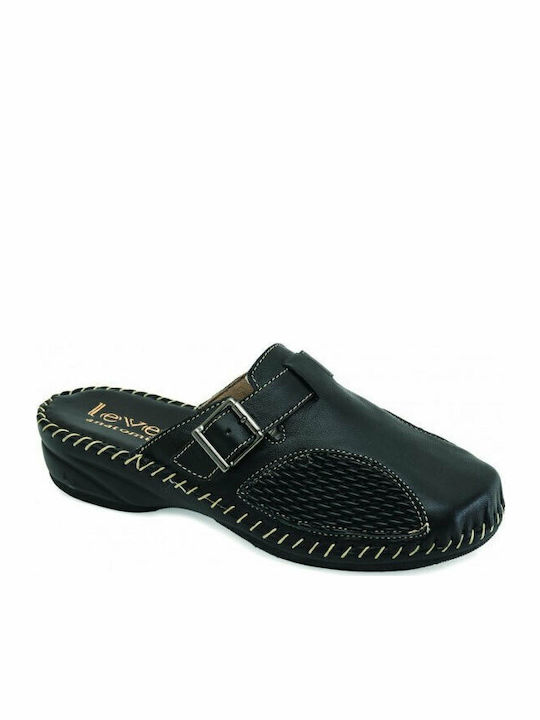 Level Anatomic 4014 Leather Women's Slipper In Black Colour