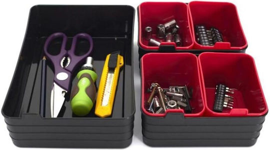 Plastic Drawer Organizer for Underwear / Socks in Black Color 26.5x6.5x18cm 7pcs
