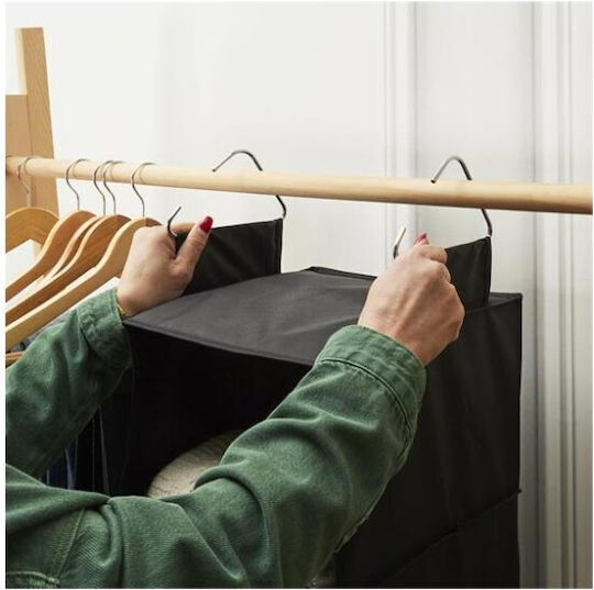 Fabric Hanging Storage Case For Clothes in Black Color 30x30x80.5cm 1pcs