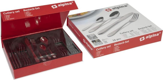 Alpina Appliances Σετ Μαχαιροπίρουνα Ανοξείδωτα Ασημί 16τμχ