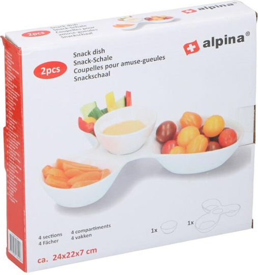 Alpina Appliances Ορντεβιέρα 4 Θέσεων από Πορσελάνη Λευκή Π24xΜ22xΥ7cm