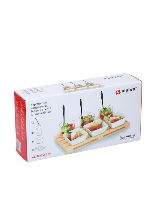 Alpina Appliances Glass Dessert Tower Stand 3 Slots with Base Transparent P15xL30xH2cm 10 Pieces