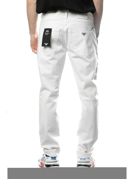 Emporio Armani Ανδρικό Παντελόνι Τζιν Ελαστικό Λευκό