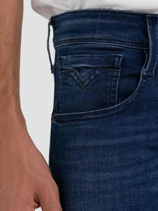 Anbass Men's Elastic Jeans Pants with Slim Tapered Fit Navy Blue