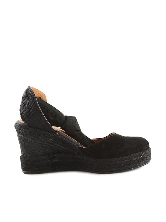 Boxer Platforme dama în stil espadrile Negre