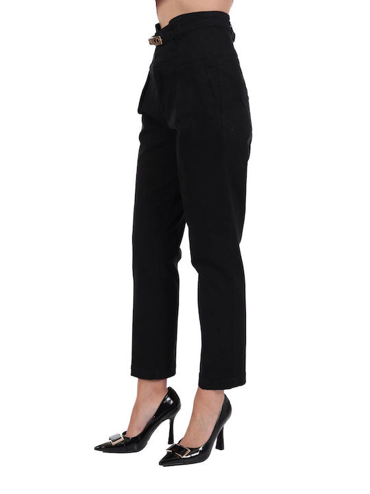 PINKO PANTS ARIEL 32 HIGH WAIST BELT BLACK