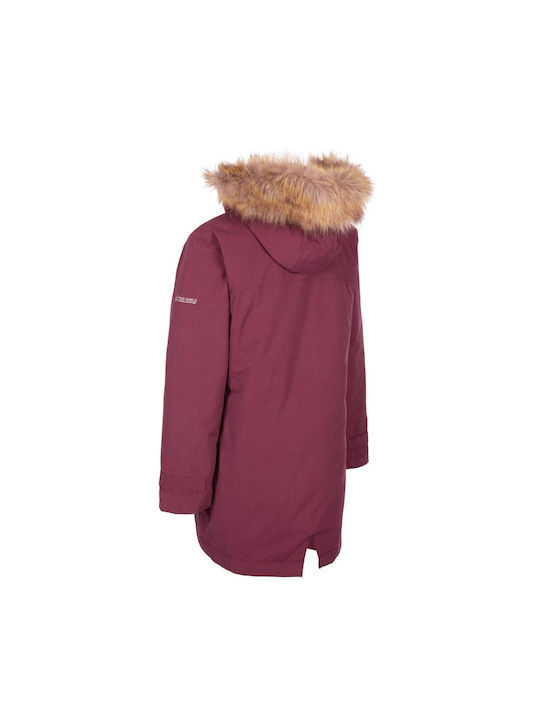 Trespass Parka pentru copii Lung cu glugă Burgundy