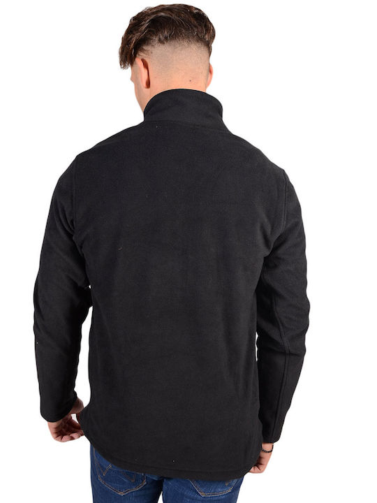 Rebase Herren Langarmshirt Ausschnitt mit Reißverschluss Schwarz